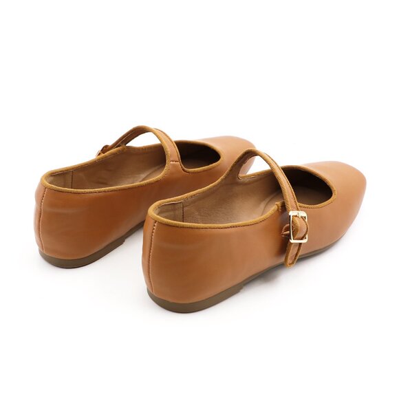 Camel Cushioned Insole Classic Mary Jane Ballet Flat Adjustable Ankle Strap - Picture 6 of 11